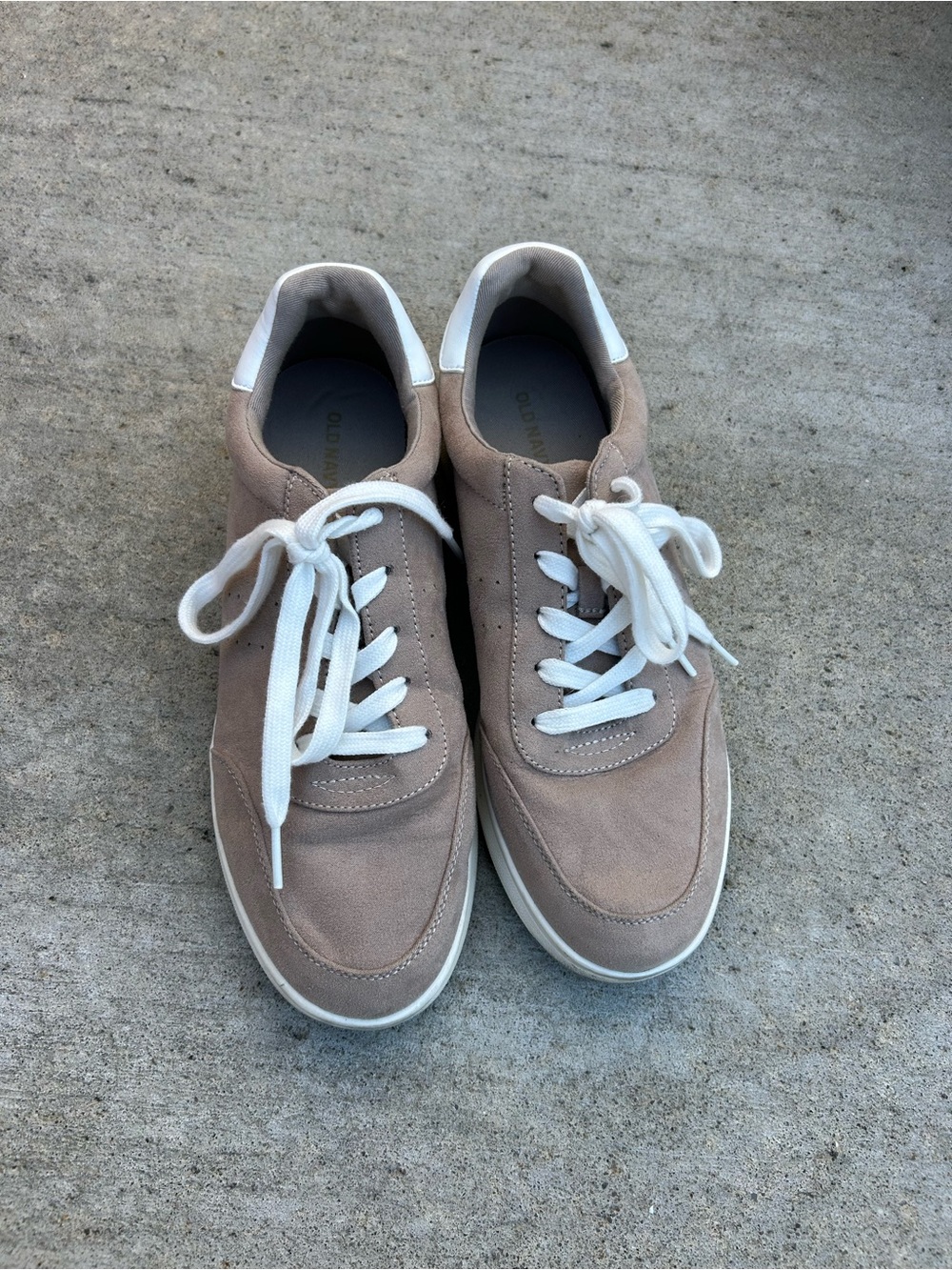 Old Navy Casual Suede Lace-Up Sneakers in Taupe
